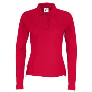 Cottover Womens/Ladies Pique Long-Sleeved Polo Shirt / Red